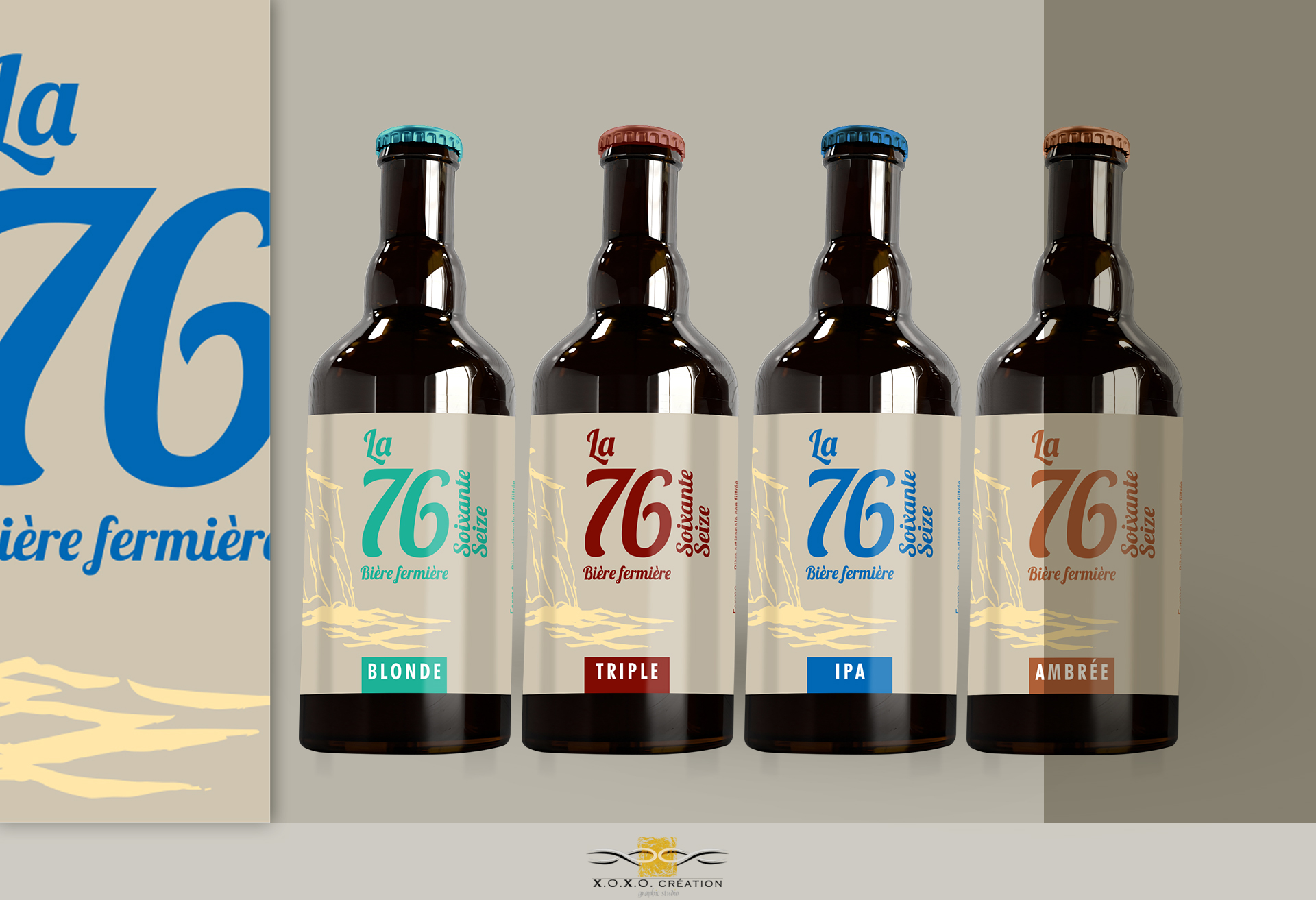Design de la gamme des bières fermières La 76